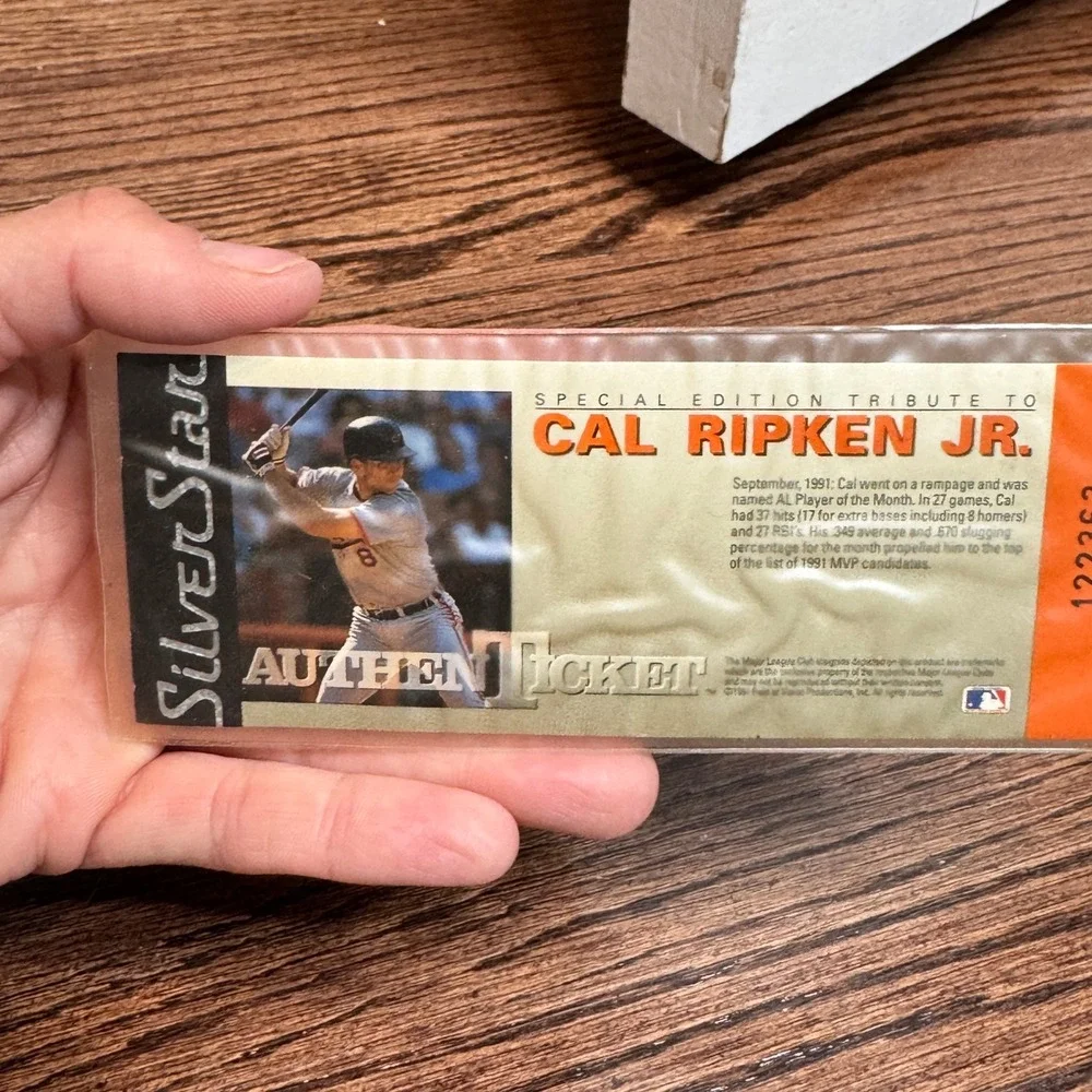 Cal Ripken Jr Silver Star Authentic Ticket 1991 Special‎ Edition Tribute